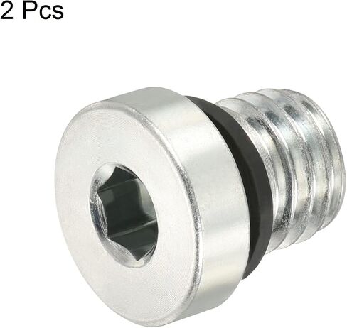 PATIKIL M12*1 Internal Hex Head Pipe Fitting Plug, 2 Pack Male Thread 45# Steel Socket Plug with Sealing Ring for Terminate Pipe Ends in Saudi Arabia