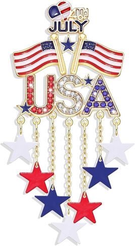 4th of July Brooches for Women American Flag Brooch Pins Red White and Blue USA Star Patriotic Brooches Independence Memorial Day 4th of July Outfits Accessories Jewelry Gifts in Saudi Arabia