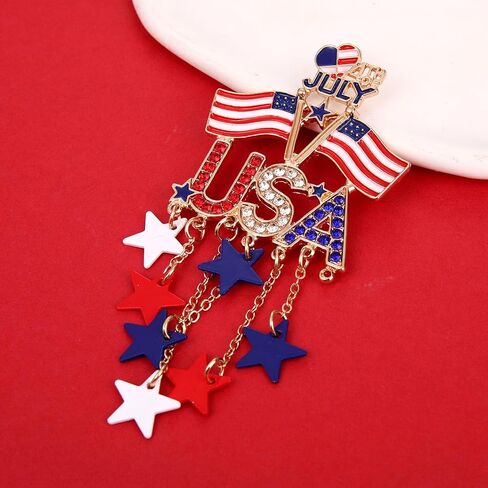 4th of July Brooches for Women American Flag Brooch Pins Red White and Blue USA Star Patriotic Brooches Independence Memorial Day 4th of July Outfits Accessories Jewelry Gifts in Saudi Arabia
