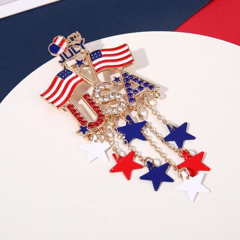 4th of July Brooches for Women American Flag Brooch Pins Red White and Blue USA Star Patriotic Brooches Independence Memorial Day 4th of July Outfits Accessories Jewelry Gifts in Saudi Arabia