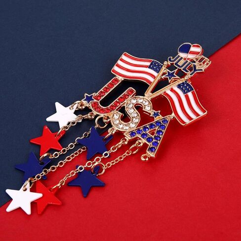 4th of July Brooches for Women American Flag Brooch Pins Red White and Blue USA Star Patriotic Brooches Independence Memorial Day 4th of July Outfits Accessories Jewelry Gifts in Saudi Arabia