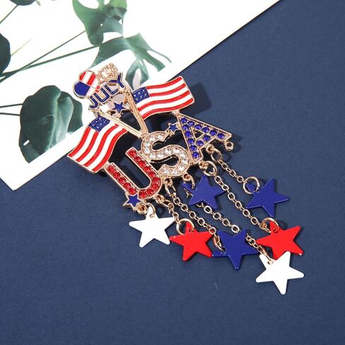 4th of July Brooches for Women American Flag Brooch Pins Red White and Blue USA Star Patriotic Brooches Independence Memorial Day 4th of July Outfits Accessories Jewelry Gifts in Saudi Arabia