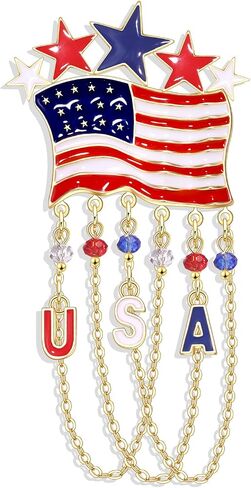4th of July Brooches for Women American Flag Brooch Pins Red White and Blue USA Star Patriotic Brooches Independence Memorial Day 4th of July Outfits Accessories Jewelry Gifts in Saudi Arabia
