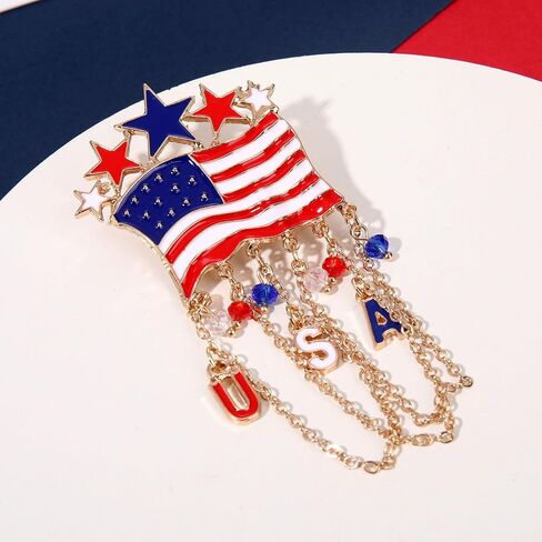 4th of July Brooches for Women American Flag Brooch Pins Red White and Blue USA Star Patriotic Brooches Independence Memorial Day 4th of July Outfits Accessories Jewelry Gifts in Saudi Arabia