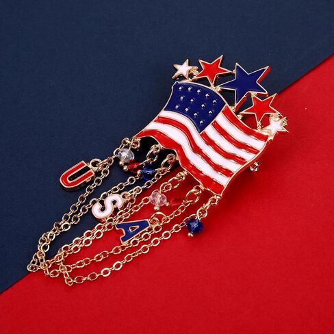 4th of July Brooches for Women American Flag Brooch Pins Red White and Blue USA Star Patriotic Brooches Independence Memorial Day 4th of July Outfits Accessories Jewelry Gifts in Saudi Arabia