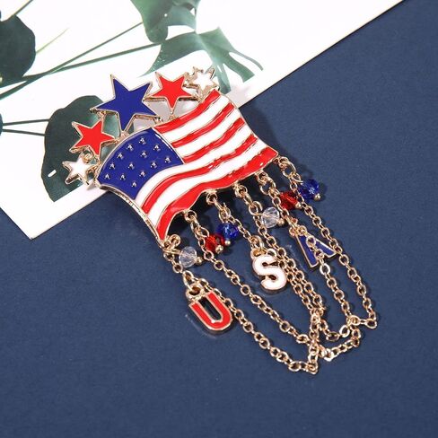 4th of July Brooches for Women American Flag Brooch Pins Red White and Blue USA Star Patriotic Brooches Independence Memorial Day 4th of July Outfits Accessories Jewelry Gifts in Saudi Arabia