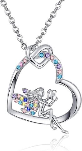Heart Necklace Sterling Silver Sister Brother/Girlfriend/Forget Me Not/Tooth Fairy Heart Pendant Necklace Women Girls Jewelry Gifts in Saudi Arabia
