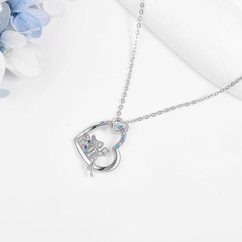 Heart Necklace Sterling Silver Sister Brother/Girlfriend/Forget Me Not/Tooth Fairy Heart Pendant Necklace Women Girls Jewelry Gifts in Saudi Arabia
