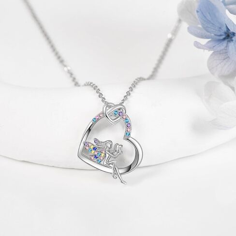 Heart Necklace Sterling Silver Sister Brother/Girlfriend/Forget Me Not/Tooth Fairy Heart Pendant Necklace Women Girls Jewelry Gifts in Saudi Arabia