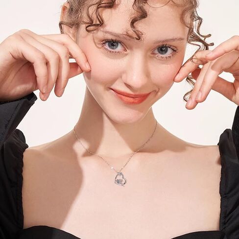 Heart Necklace Sterling Silver Sister Brother/Girlfriend/Forget Me Not/Tooth Fairy Heart Pendant Necklace Women Girls Jewelry Gifts in Saudi Arabia