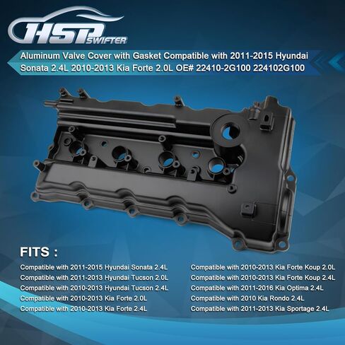 غطاء صمام ألومنيوم مع حشية متوافق مع 2011-2015 Hyundai Sonata 2.4L 2010-2013 Kia Forte 2.0L OE # 22410-2G100 224102G100 in Kuwait