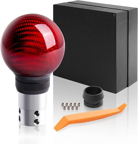 Universal Carbon Fiber Shift knob Round Ball Compatible with Lock/Button Automatic Transmission,Give for Boyfriend Father's Carbon Pattern Gear Shift Gift Box(Black) in Saudi Arabia