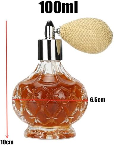 100 مل كريستال آرت فينتاج ستايل رذاذ عطر فارغ قابل لإعادة الملء زجاجة رذاذ مريرة قصيرة مع كيس هوائي (شفاف) in Kuwait