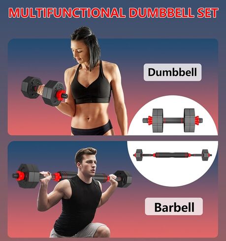 44LB Adjustable Dumbbells Set of 2, Weights Set Adjustable,Dumbbell Weights Sets with Connector for Women Man, Free Weights Barbell Fitness Equipment for Workout Strength Training in Saudi Arabia
