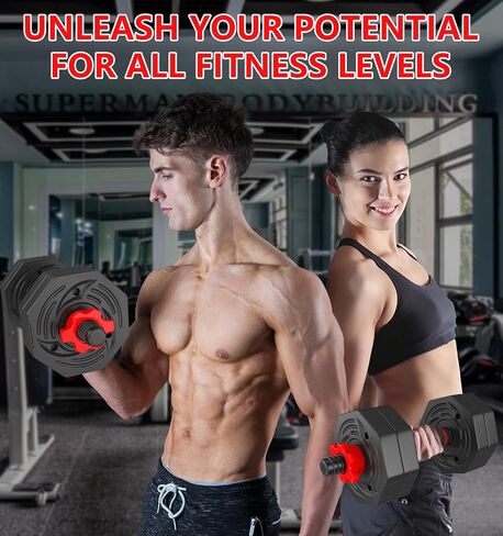 44LB Adjustable Dumbbells Set of 2, Weights Set Adjustable,Dumbbell Weights Sets with Connector for Women Man, Free Weights Barbell Fitness Equipment for Workout Strength Training in Saudi Arabia