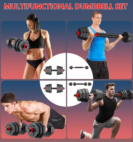 44LB Adjustable Dumbbells Set of 2, Weights Set Adjustable,Dumbbell Weights Sets with Connector for Women Man, Free Weights Barbell Fitness Equipment for Workout Strength Training in Saudi Arabia