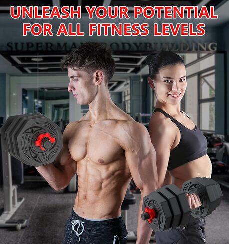44LB Adjustable Dumbbells Set of 2, Weights Set Adjustable,Dumbbell Weights Sets with Connector for Women Man, Free Weights Barbell Fitness Equipment for Workout Strength Training in Saudi Arabia