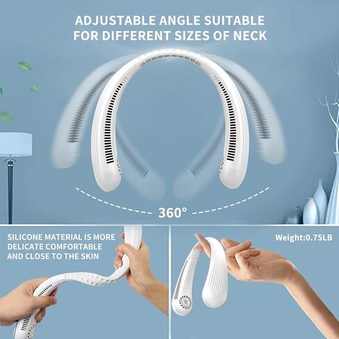 مروحة تبريد شخصية محمولة صغيرة الحجم يمكن ارتداؤها بدون شفرات للرجال والنساء، بطارية قابلة لإعادة الشحن عبر USB تعمل بالطاقة للسفر، مروحة تهوية باردة وهادئة، مراوح جيب شخصية بيضاء اللون in Kuwait