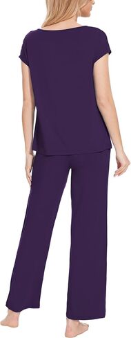 GYS Bamboo Viscose Pajamas for Women Set Soft Short Sleeve V Neck Pjs Set in Saudi Arabia