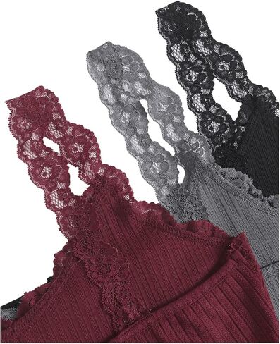 SOLY HUX Women's Lace Trim Pajama Set 6 Piece Button Camisole and Shorts Lounge Set Sleepwear in Saudi Arabia