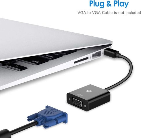 محول Rankie Mini DisplayPort (Mini DP) إلى VGA، محول متوافق مع منفذ Thunderbolt 1080P مطلي بالذهب، أسود in Kuwait