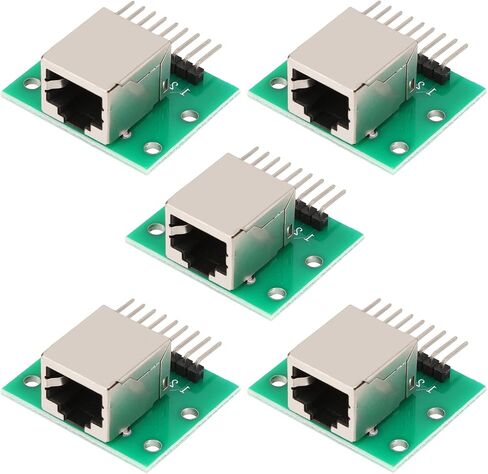 5 Pcs RJ45 8-pin Breakout Board Kit with PCB Board and Pin Headers Network Port Adapter Test Board Connector (Horizontal Socket) in Saudi Arabia
