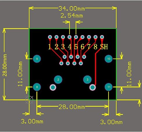 5 Pcs RJ45 8-pin Breakout Board Kit with PCB Board and Pin Headers Network Port Adapter Test Board Connector (Horizontal Socket) in Saudi Arabia