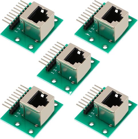 5 Pcs RJ45 8-pin Breakout Board Kit with PCB Board and Pin Headers Network Port Adapter Test Board Connector (Horizontal Socket) in Saudi Arabia