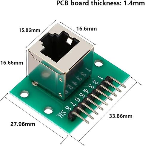 5 Pcs RJ45 8-pin Breakout Board Kit with PCB Board and Pin Headers Network Port Adapter Test Board Connector (Horizontal Socket) in Saudi Arabia