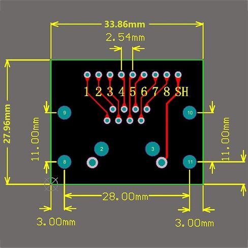5 Pcs RJ45 8-pin Breakout Board Kit with PCB Board and Pin Headers Network Port Adapter Test Board Connector (Horizontal Socket) in Saudi Arabia