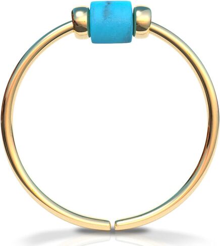 حلقة الحاجز - حلقة حاجز صغيرة باللون الفيروزي مقاس 22 - حلقة حاجز مطرزة بالذهب عيار 14 قيراط - طوق الحاجز in Kuwait