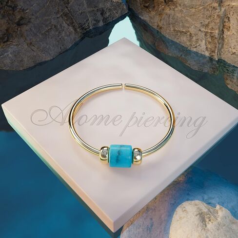 حلقة الحاجز - حلقة حاجز صغيرة باللون الفيروزي مقاس 22 - حلقة حاجز مطرزة بالذهب عيار 14 قيراط - طوق الحاجز in Kuwait