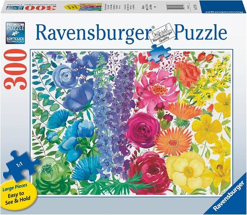 لغز الصور المقطوعة بأزهار قوس قزح 300 قطعة من Ravensburger للبالغين - 17129 - كل قطعة فريدة من نوعها، تقنية Softclick تعني أن القطع تتناسب معًا بشكل مثالي in Saudi Arabia