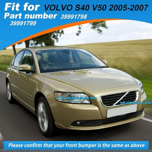 غطاء فوهة غسالة المصباح الأمامي للمصد الأمامي مناسب لفولفو S40 V50 2005 2006 2007 39991798 39991799 (أسود، جانب الركاب الأيمن) in Kuwait