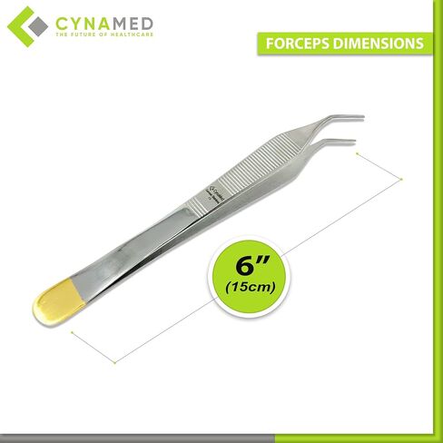 Cynamed Adson Forceps with Gold Handle - 6 in. Straight Fine Point Surgical Veterinary Instruments (Plain, Straight) in Saudi Arabia