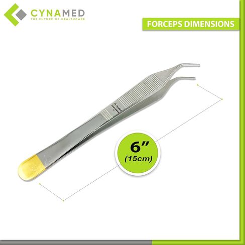 Cynamed Adson Forceps with Gold Handle - 6 in. Straight Fine Point Surgical Veterinary Instruments (Plain, Straight) in Saudi Arabia