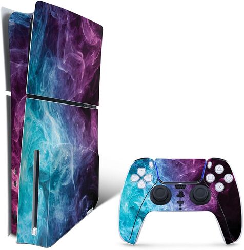 MightySkins Skin Compatible with Playstation 5 Slim Digital Edition Bundle - Mystic Smoke | Protective, Durable, and Unique Vinyl Decal wrap Cover | Easy to Apply | Made in The USA in Saudi Arabia