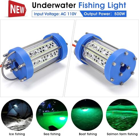 pamiers led Underwater Fishing Light,AC 110V 500W/65000lum,with Remote Brightness Adjustment Function,attracting Fish More Faster,Effective and Flexible,More AC 110V and DC12V/24V Types for Choices… in Saudi Arabia