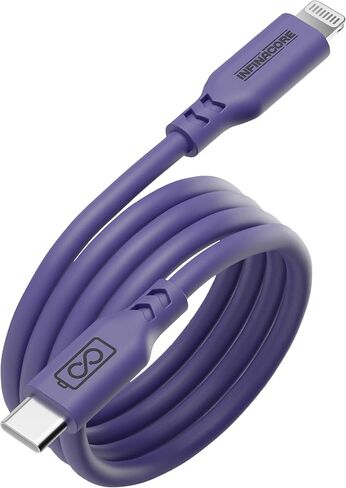 InfinaCore 3ft Lightning Fast Charging Cable - Optimal Charging Experience for Apple Devices - USB-C to Lightning Cable - 60W Power Charger - Built-in Surge & Voltage Protection, Purple Silicone in Saudi Arabia