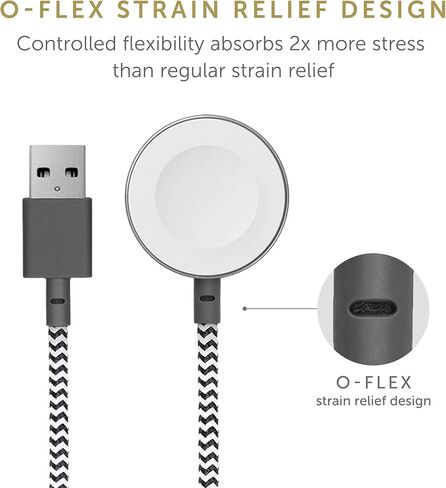 كابل ساعة Native Union Belt - كابل شحن USB متين مقوى بطول 4 أقدام [معتمد من MFi] متوافق مع كابل شحن ساعة Apple مع حزام جلدي (كوزموس) - تغليف مسؤول in Saudi Arabia