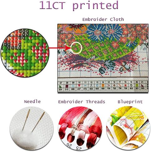 Setoda Beginners Stamped Cross Stitch Kits Range of Embroidery Patterns Starter Kits for Girl DIY Printed Cross Stitch Pattern Needlepoint kit 11CT-Coastal Town 19.7×26.4 inch in Saudi Arabia