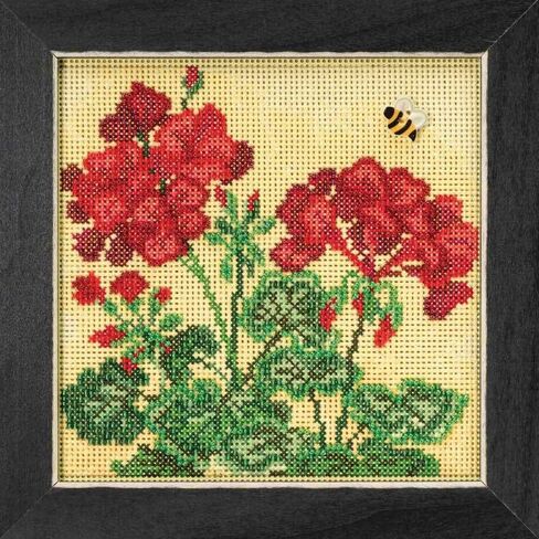 Geranium Beaded Counted Cross Stitch Kit Mill Hill 2018 Buttons Beads Spring MH141816 in Saudi Arabia