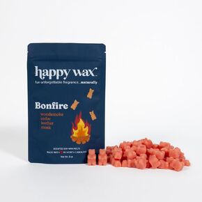 Happy Wax Bourbon & Wood Scented Bear Wax Melts - Natural Strong Scented Fall Wax Melts Infused w/Essential Oils - Non Toxic Wax Melt & Pet Safe Wax Melts - (8 oz Pouch)