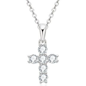 14K Gold Vintage Cross Necklace for Women, 0.6ct VVS1 Round Cut D-color Diamond, Ideal Present for Your Loved One(Chain Length: 15.75+1.97 ")