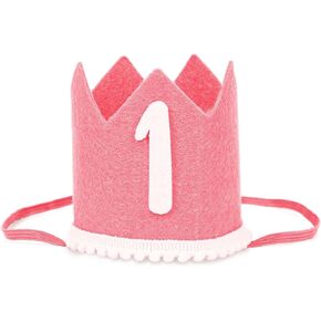 First Birthday Hat for Baby, 1st Birthday Party Supplies Boho Cute Birthday Hat with Elastic Band for Girls Boys Birthday