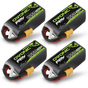OVONIC 4s Lipo Battery 100C 1550mAh 14.8V Lipo Battery Soft Case with XT60 Connector for FPV(4 Packs)