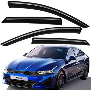 Lightronic Outside-Mount Side Window Deflectors & Visors Rain Guards, Dark Smoke, 4-Pieces Set, Fits 2021-2024 Kia K5 (Optima)