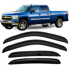 Side Window Visors Rain Guards for 07-14 Chevy Silverado & GMC Sierra 1500/2500HD/3500HD, Vent Deflectors Sun Shade for 07-13 Avalanche/Suburban/Yukon XL Crew Cab 4-Piece Set 94515
