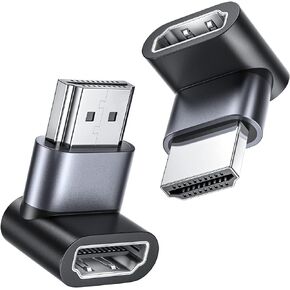 JSAUX HDMI 90 Degree Adapter, Aluminum Alloy Right Angle HDMI Adapter, 90 Degree and 270 Degree, 4K@60Hz, HDR, 3D, ARC, TV Connector