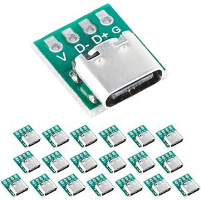 20 قطعة USB 3.1 نوع C موصل المجلس DIY المسلسل الأساسي اندلاع موصل أنثى USB نوع C لوحة الاختراق مع لوحة محول PCB لنقل كابل سلك خط البيانات in Saudi Arabia